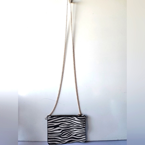 Zebra Print Small Crossbody Bag, Zip Closure with Chain Strap. - Picture 3 of 8